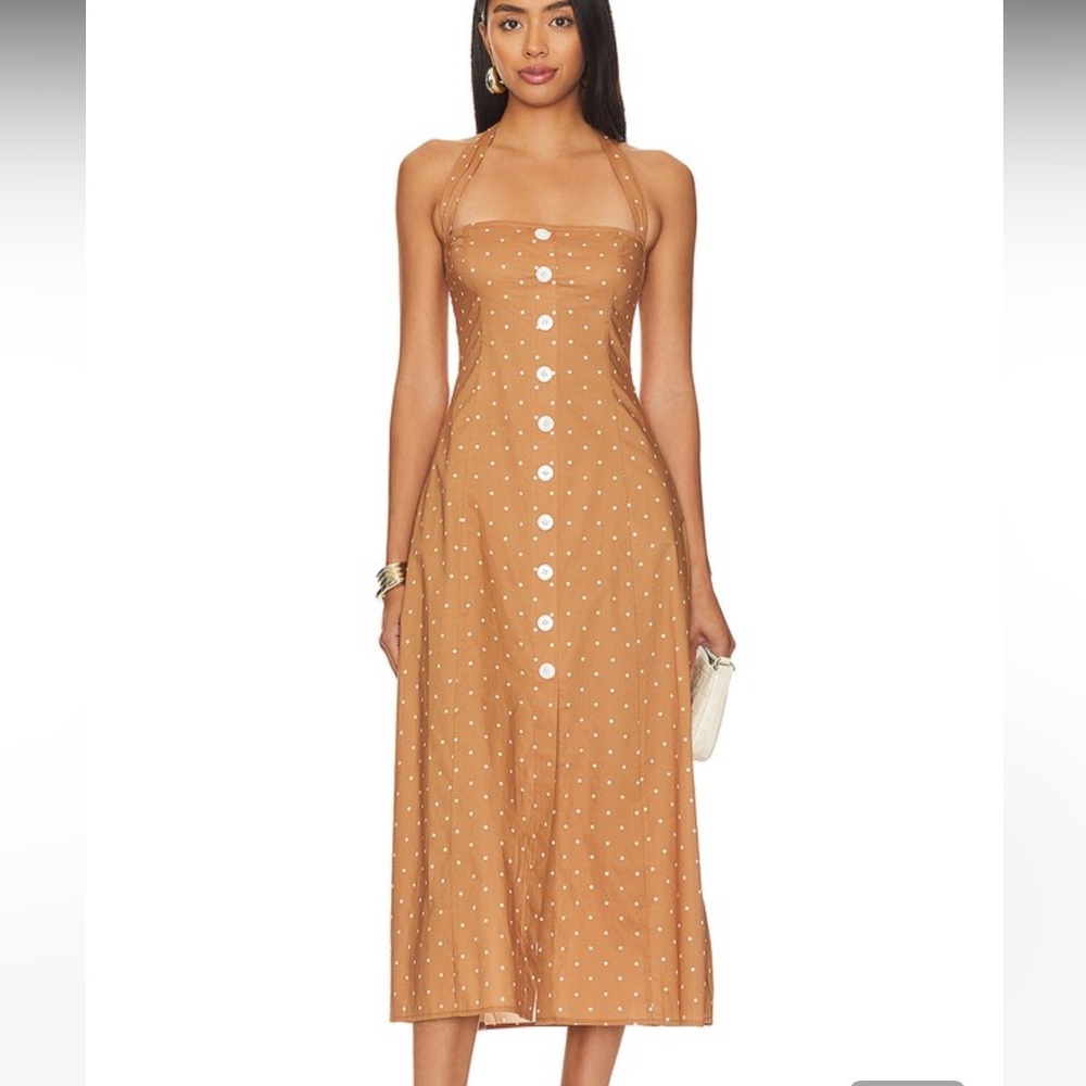 NWT WeWoreWhat Polka Dot Halter Midi Dress